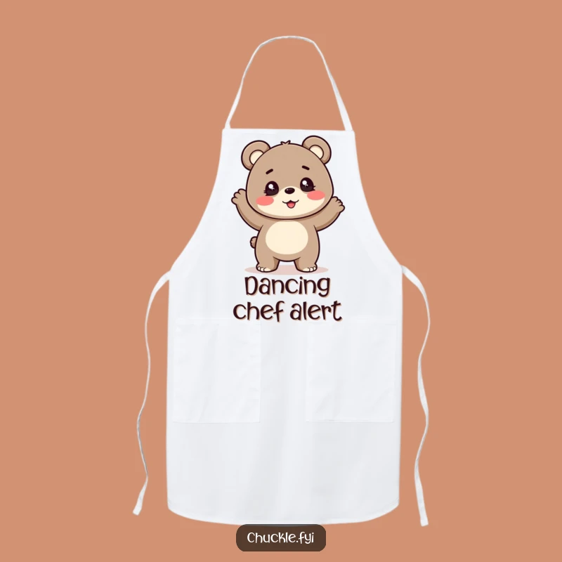 Funny Bear Cub Dance Apron - Kitchen Sparkling Eyes, Bouncy Cub, Cooking Funny Gift
