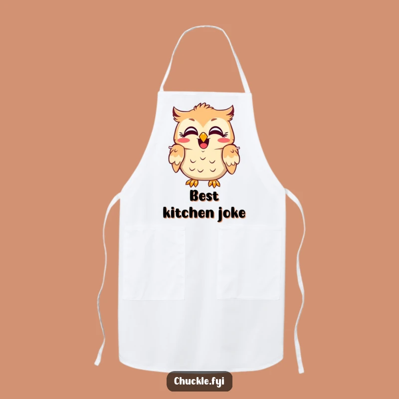 Funny Owl Laugh Apron - Amused Chef Character, Hilarious Kitchen Fun