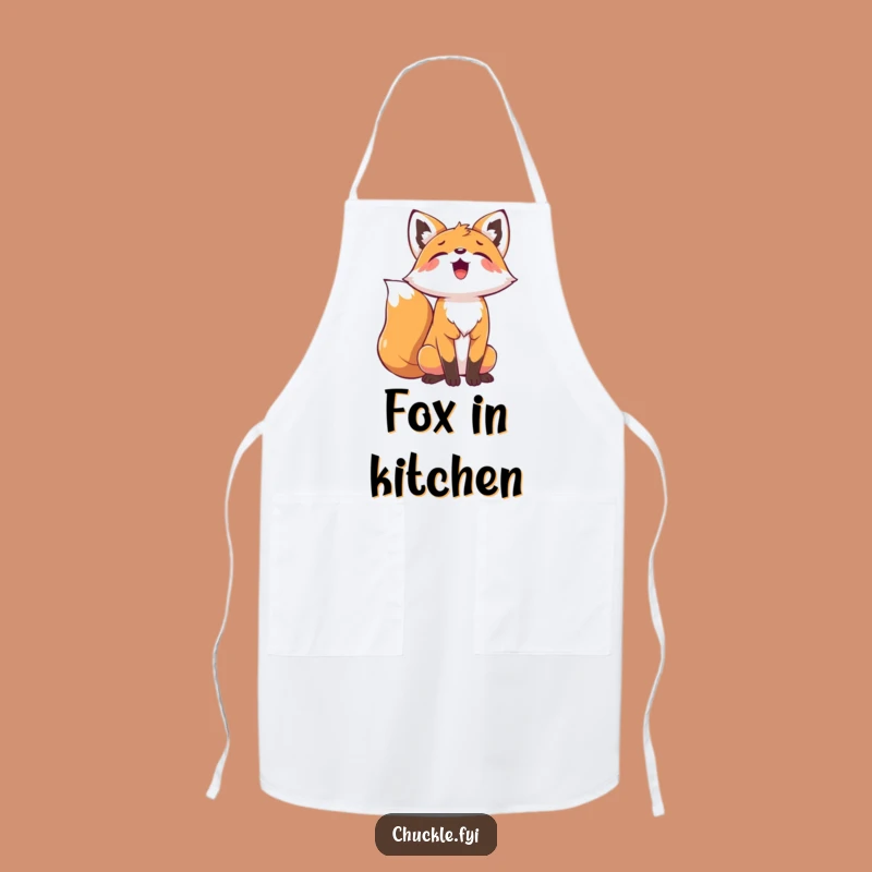 Funny Playful Fox Apron: Joyful Howling Fox Kitchen Wear, Chef's Unique Gift