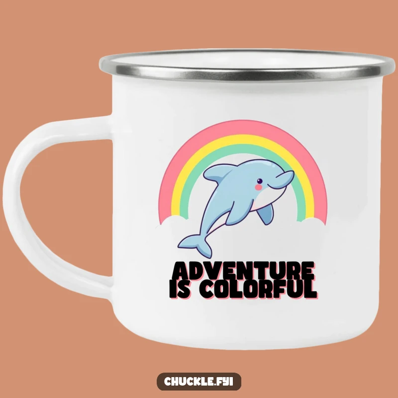 Funny Dolphin Camping Mug: Durable & Joyful Ocean Adventure Cup