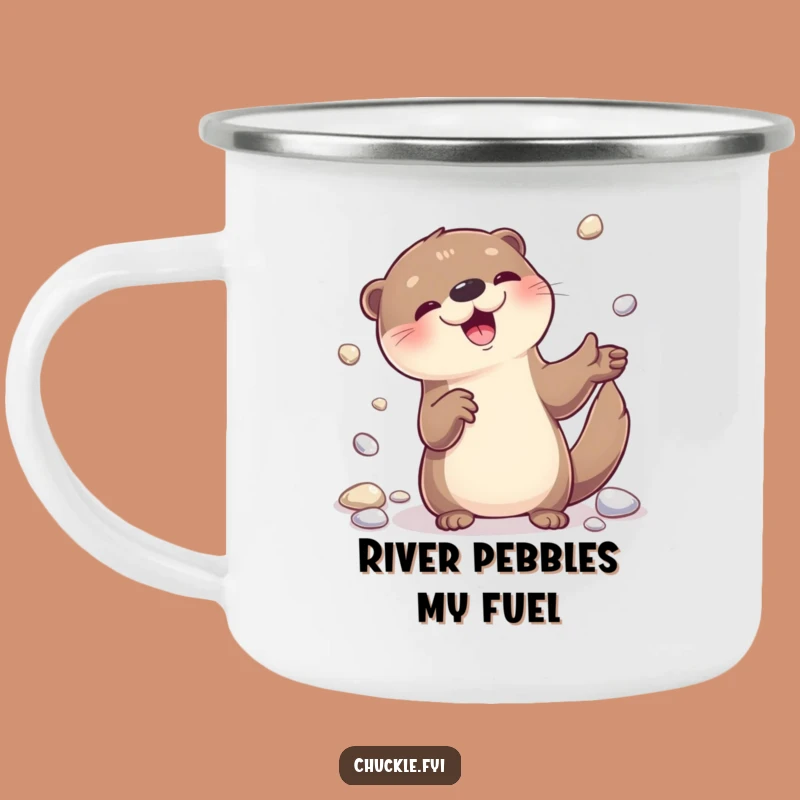 Funny Otter Juggling Pebbles Camping Mug: Adventure Fuelled by Laughter