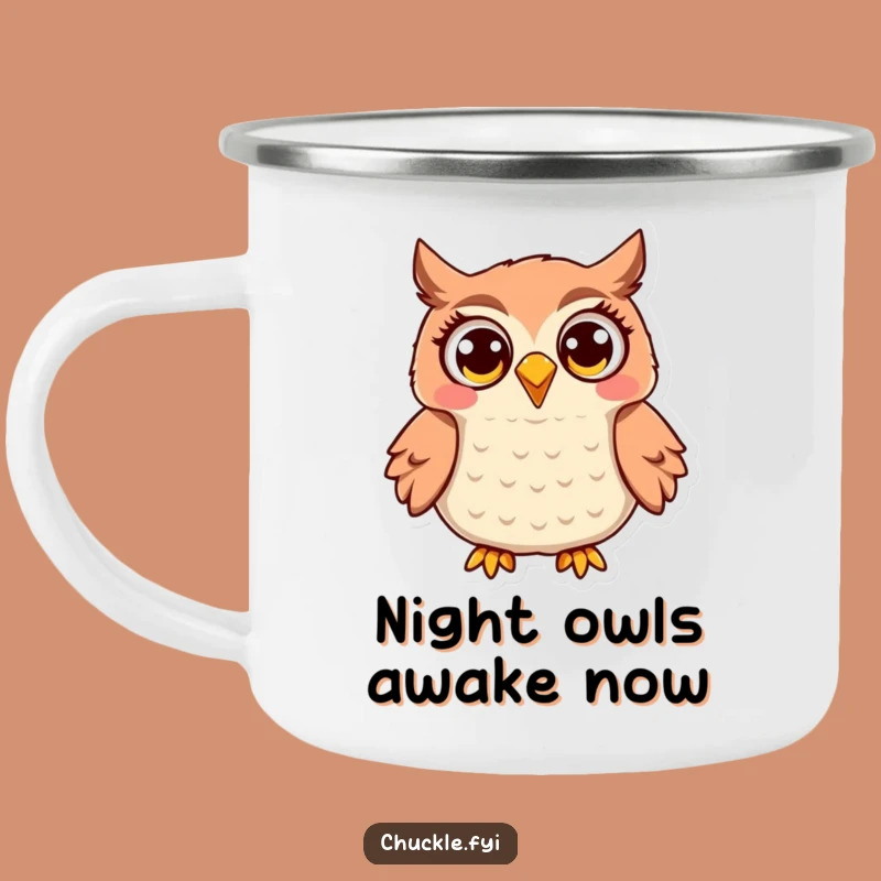 Funny Owl Camping Mug: Jovial Hooting Outdoors, Durable & Cheerful