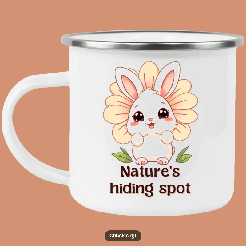 Funny Bunny Flower Camping Mug: Outdoor Charm & Curiosity!