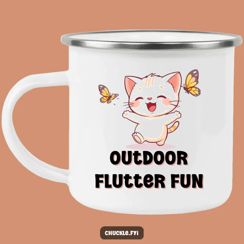 Funny Kitten Butterfly Camping Mug: Your Joyful Companion for Outdoor Fun