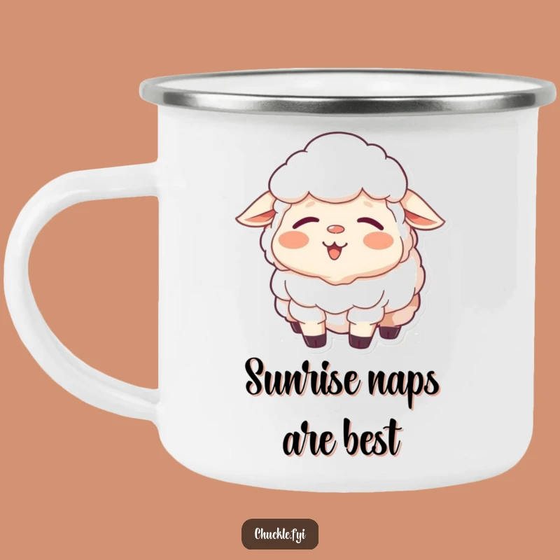 Funny Sheep Camping Mug: Sleepy Yawn Outdoors, Cozy & Contented