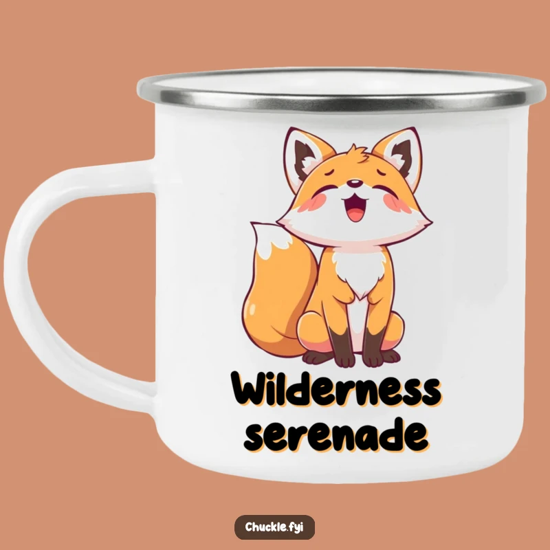 Funny Playful Fox Camping Mug: Howling Fox Enamel Cup, Perfect Unique Gift