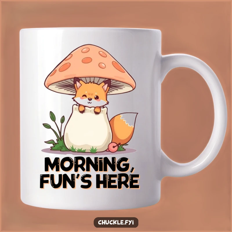 Funny Fox & Mushroom Mug: Playful Peek, Chuckling Fun, Perfect Funny Gift
