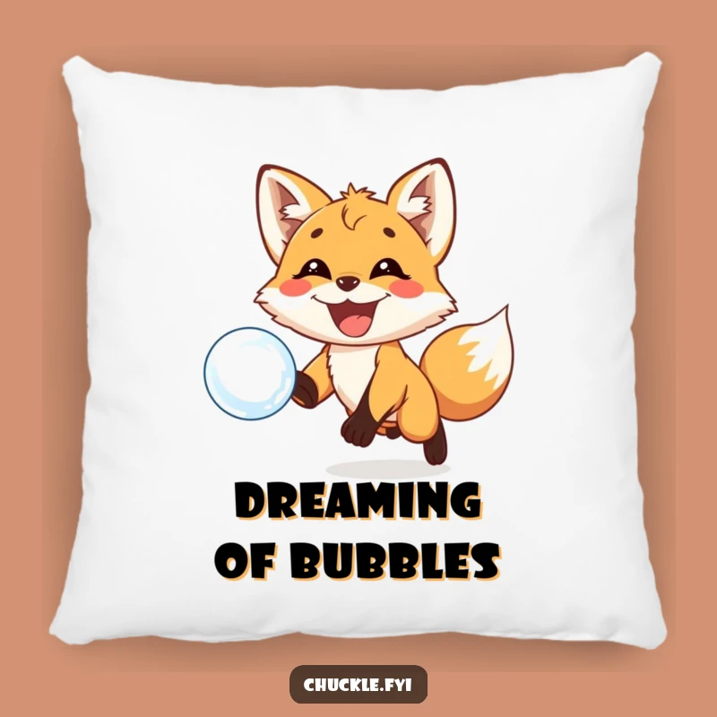 Funny Fox Bubble Pillow - Soft Playful Cub Grin, Chasing Fun, Comfy Funny Gift