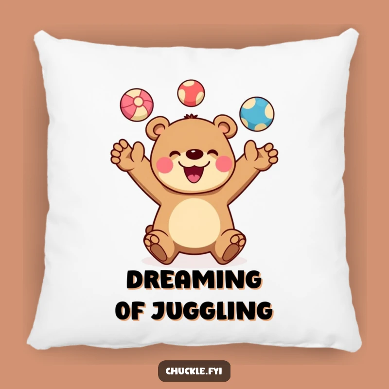 Funny Juggling Bear Pillow: Snuggle Up with Cheerful Bear Comfort