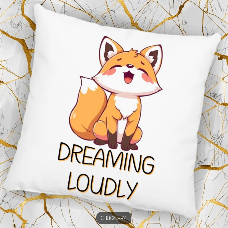 Funny Playful Fox Pillow showing a fox with head back, joyfully howling, soft and full of character.
