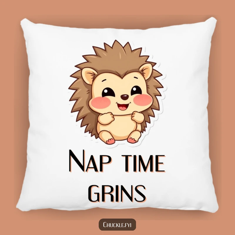 Funny Hedgehog Pillow: Cozy Grin with Puffed Cheeks