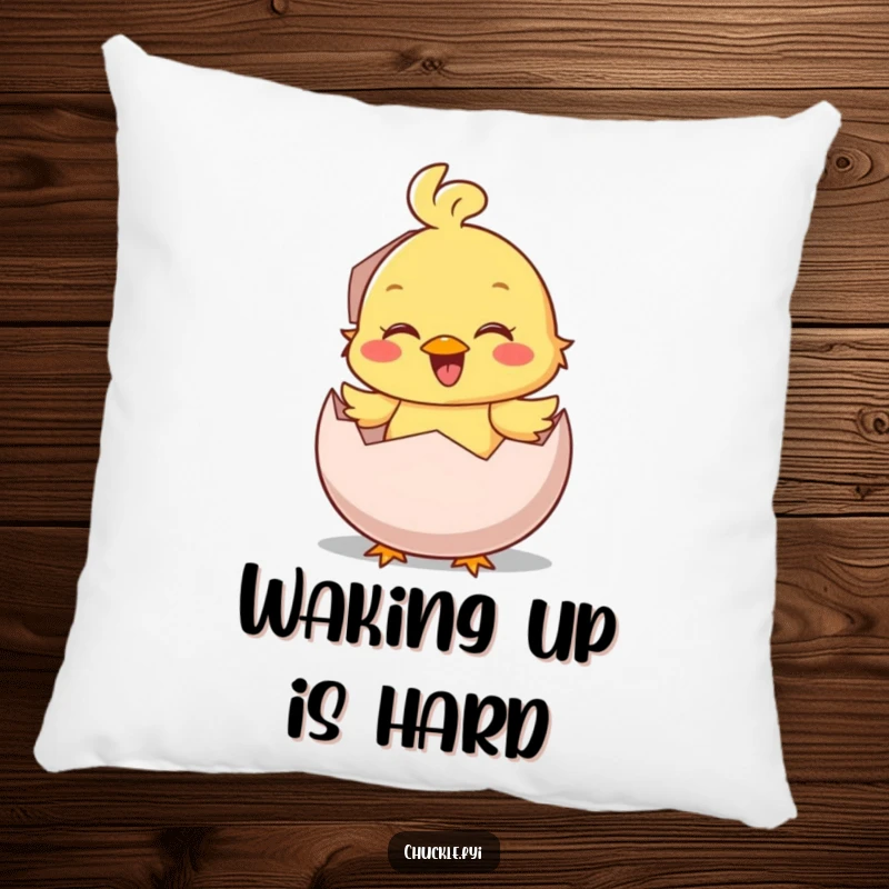 Funny Pillow: Cute chick character hatches from an egg with a chirp, offering sweet comfort and adorable humor.