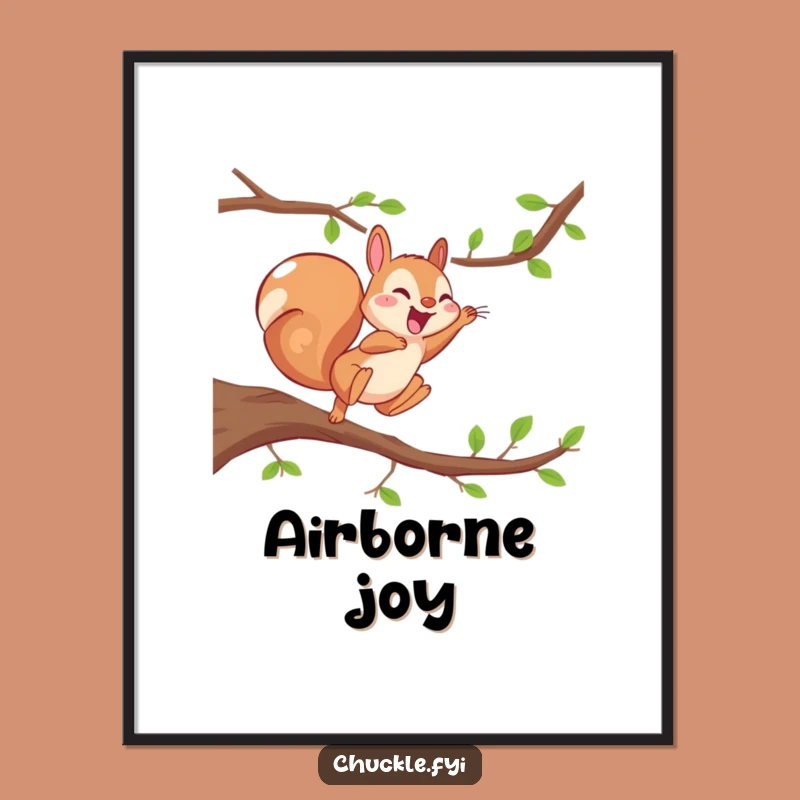 Funny Energetic Squirrel Digital Art: Giggling Squirrel Print, Instant Fun Gift