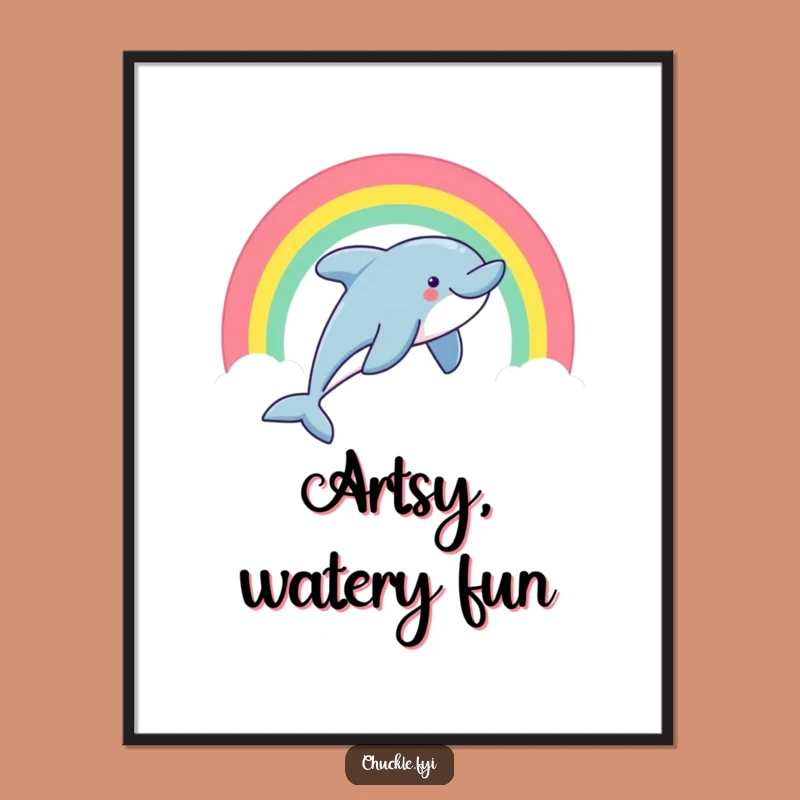 Funny Dolphin Digital Art: Leaping Rainbow Art for Instant Joy