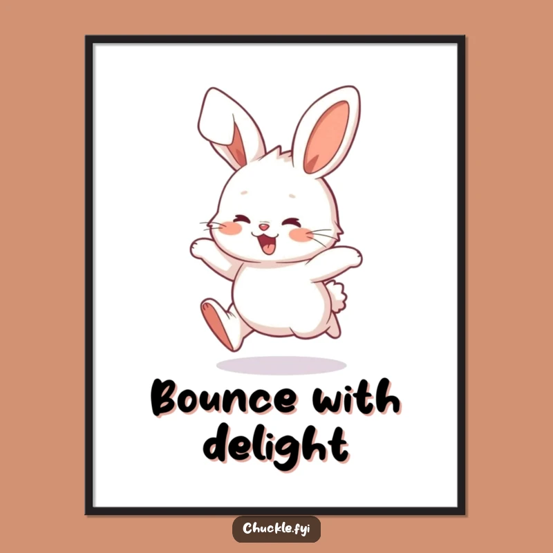 Funny Fluffy Bunny Digital Art: Energetic Hopping Delight, Instant Funny Gift Download