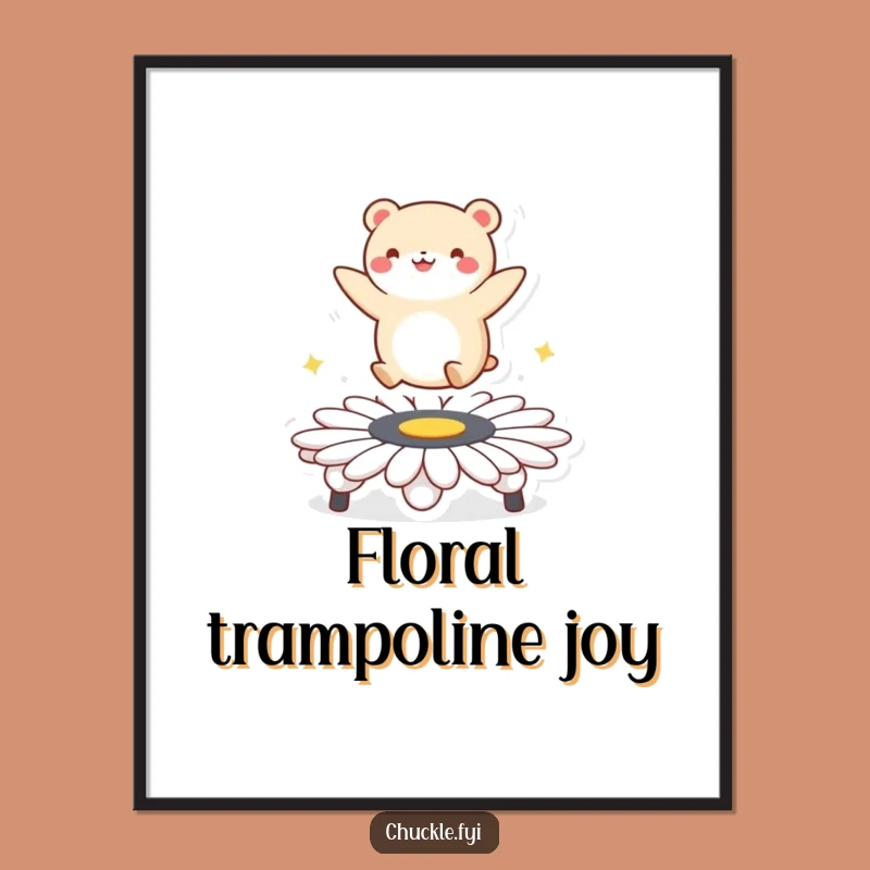 Funny Daisy Trampoline Animal Digital Print: Joyful Bouncing Character Art, Gift Idea