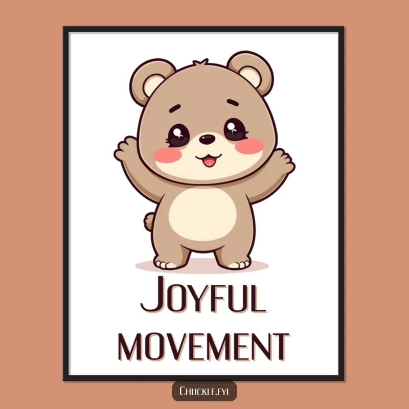 Funny Bear Cub Dance Digital Art - High-Res Sparkling Eyes, Bouncy Cub, Instant Funny Gift