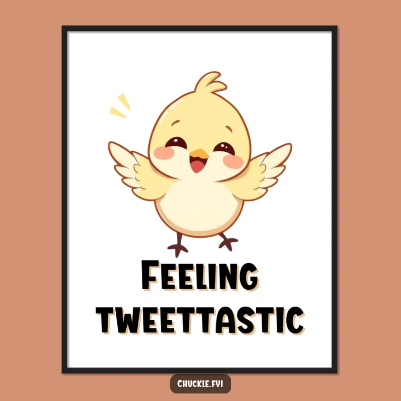 Funny Bird Digital Art: Cheerful Chirping Character, Instant Funny Gift Download
