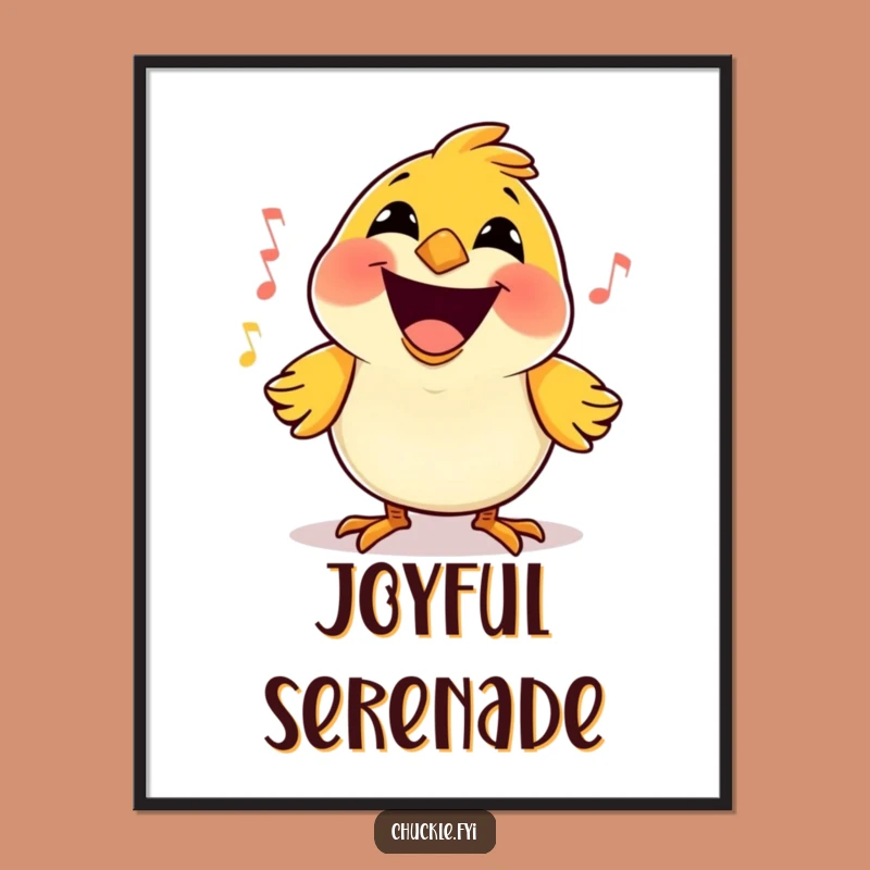 Funny Bird Song Digital Art: Joyful Cartoon Downloadable Print for Cheer