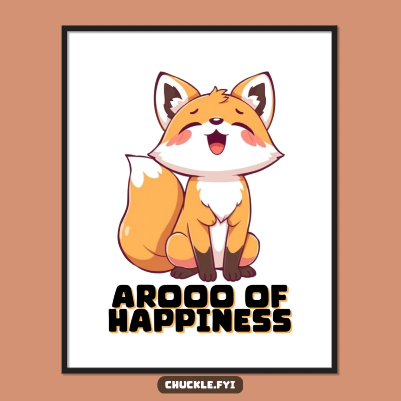 Funny Playful Fox Digital Art: Howling Fox Print, Instant Unique Gift