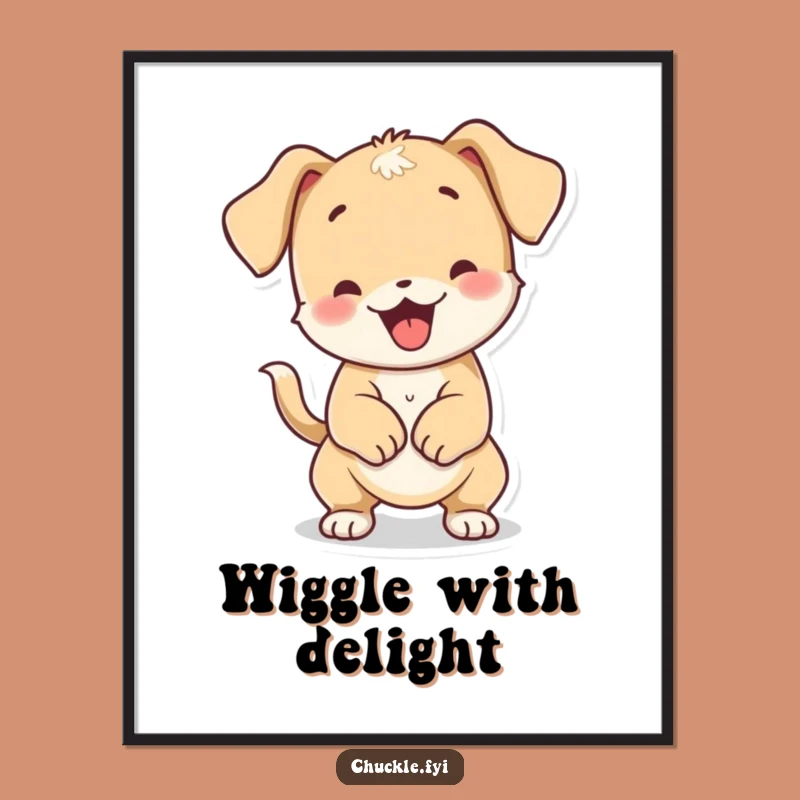 Funny Wiggly Puppy Digital Art: Instant Joyful Decor for Dog Lover Homes