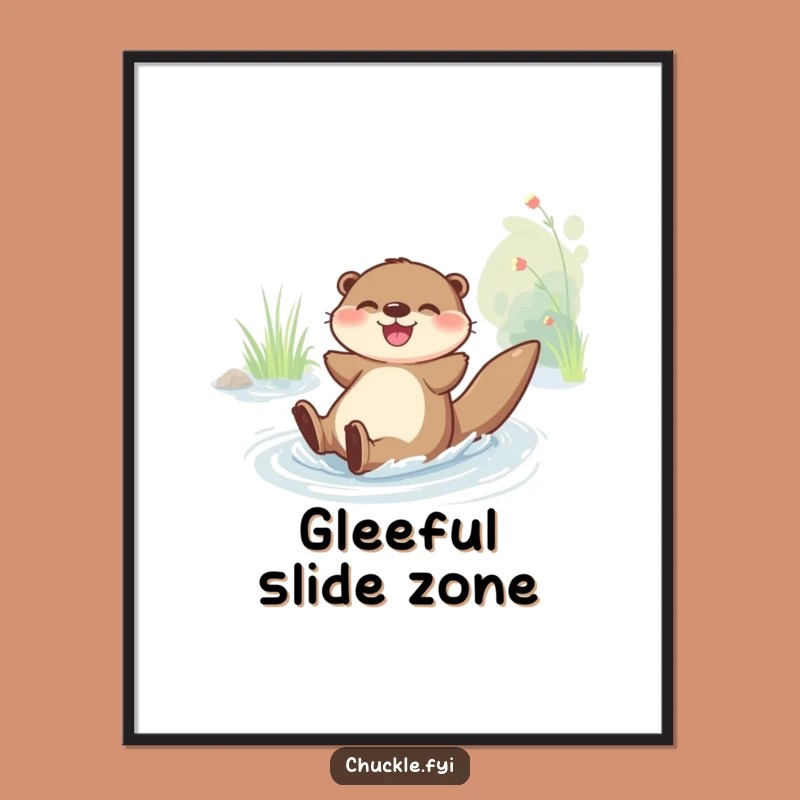 Funny Joyful Otter Sliding Digital Art: Instant Playful Decor, Perfect Funny Gift Download