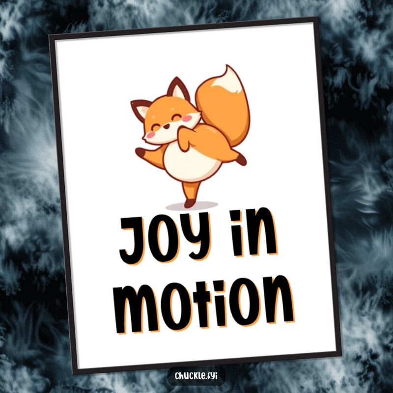 Funny fox digital art print of a playful fox mid-cartwheel, radiating pure, comical enthusiasm and happiness.