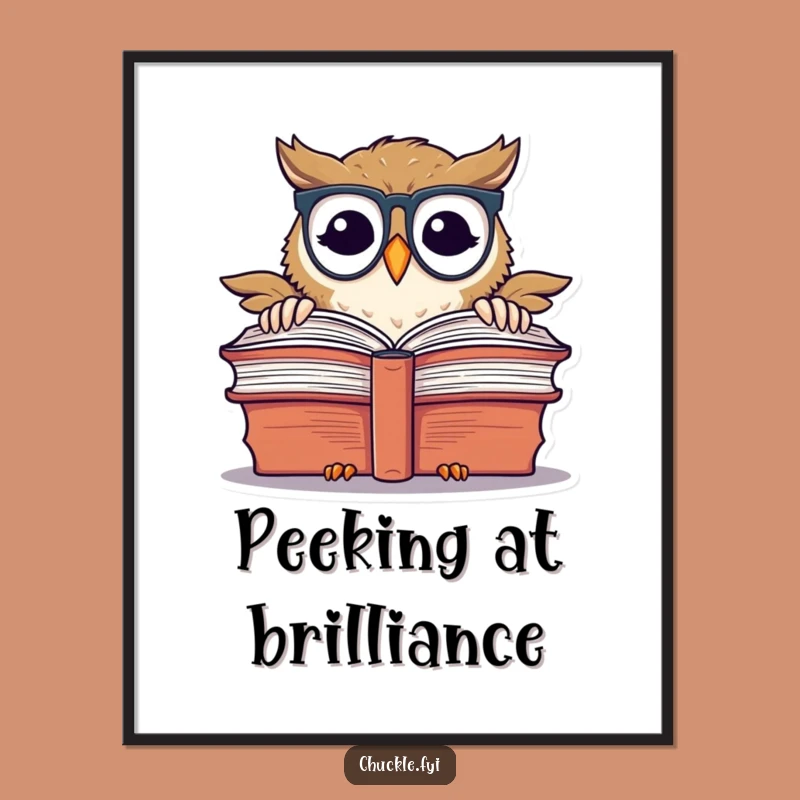 Funny Chuckling Owl Digital Art: Instant Whimsical Decor for Bookish Spaces