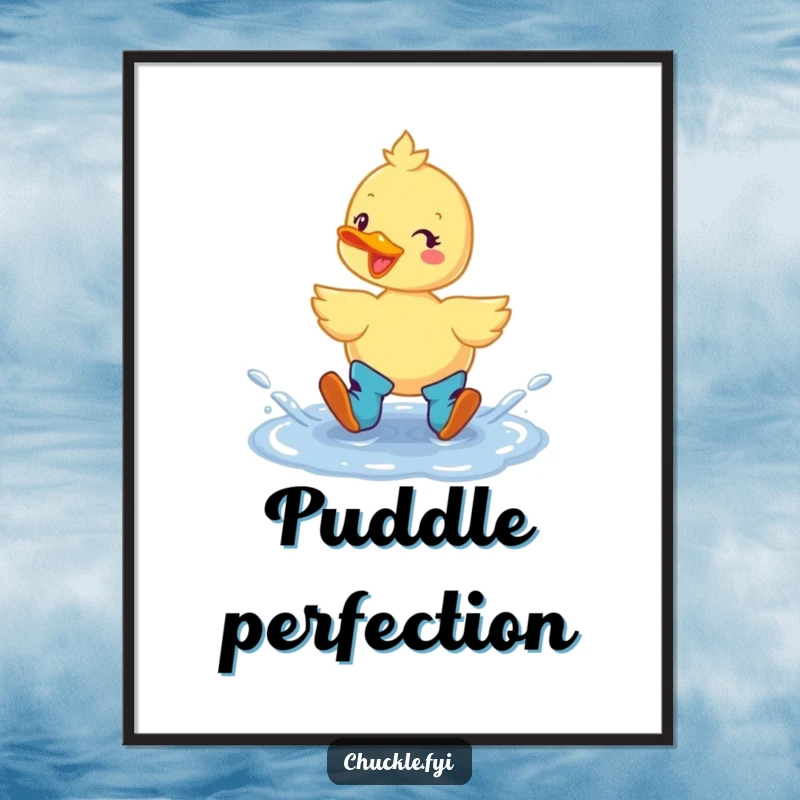 Funny Duck Boots Digital Art Print: A cheerful duck in boots joyfully splashing in a puddle, depicted in a lively, humorous style.