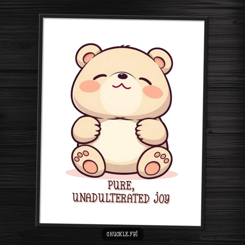 Funny Kawaii bear laughing digital art print featuring a cute bear holding its stomach, eyes shut tight in uncontrollable amusement.