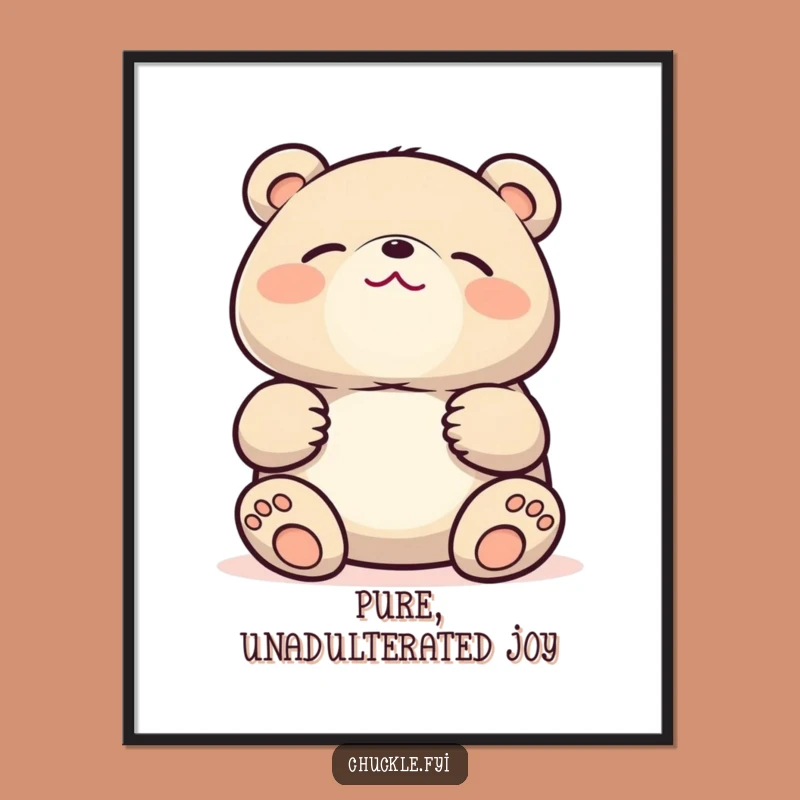 Funny Kawaii Bear Laughing Digital Art, Instant Hilarious Joy for Your Walls!