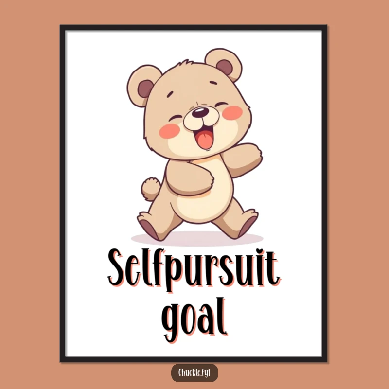 Funny Bear Cub Digital Art: Giggling Chase, Instant Funny Gift Download