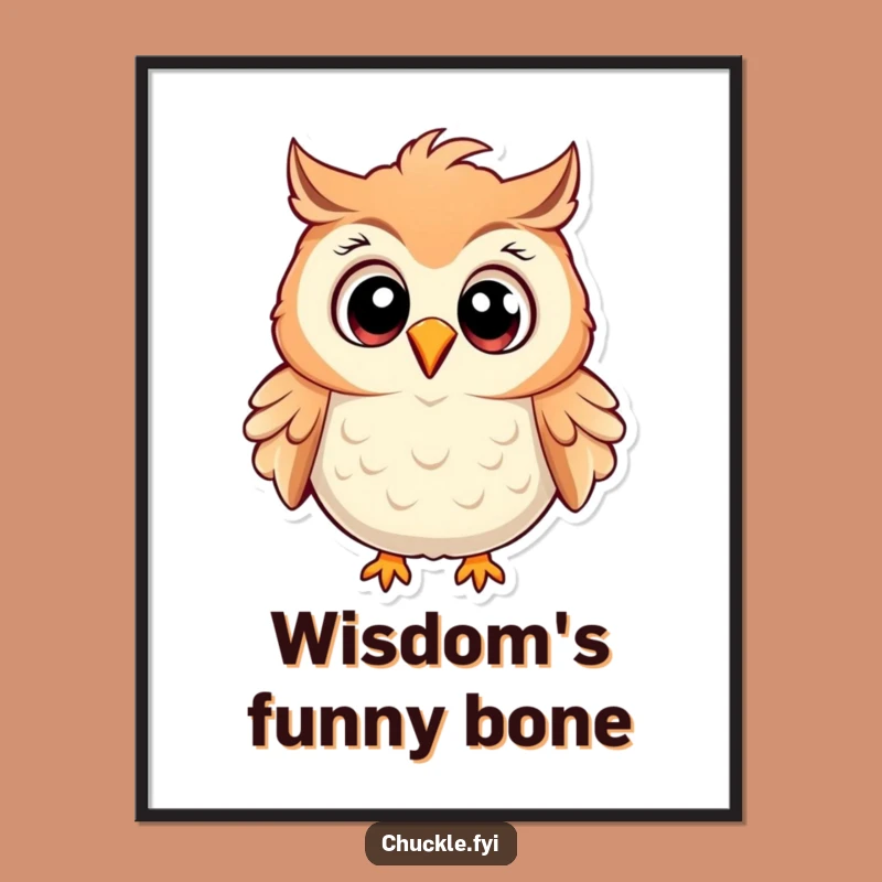 Funny Owl Digital Art: Hilarious Cartoon Owl Downloadable Print for Laughs