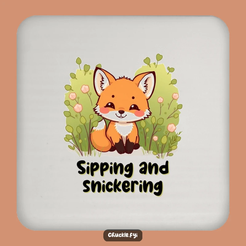 Funny Fox Cub Coaster: Chuckling Protection for Surfaces, Cute Gift