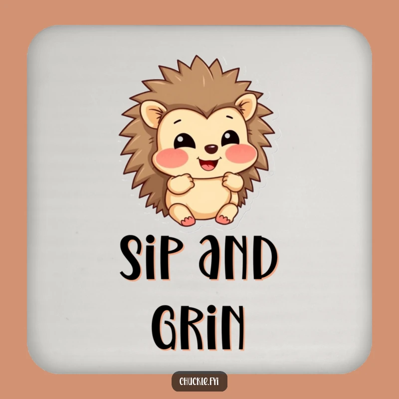 Funny Hedgehog Coaster: Amused Puffed Cheeks Protection