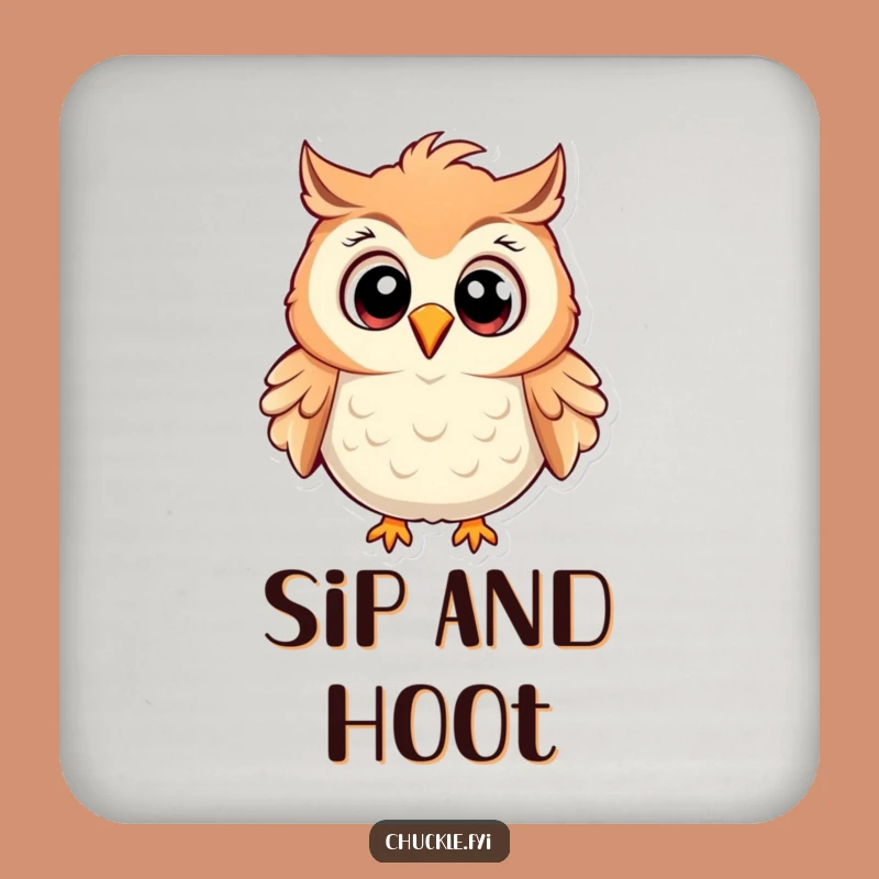 Funny Owl Drink Coaster: Cartoon Laugh Protector, Humorous Table Accessory