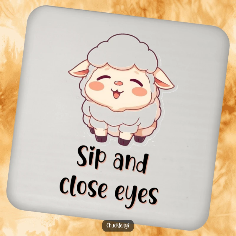 Funny Sheep Coaster: A sleepy sheep yawning with a contented smile, providing funny protection for your furniture.