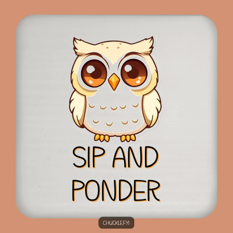 Funny Curious Owl Coaster: Chuckling Owl Protector, Cute Wise Funny Gift