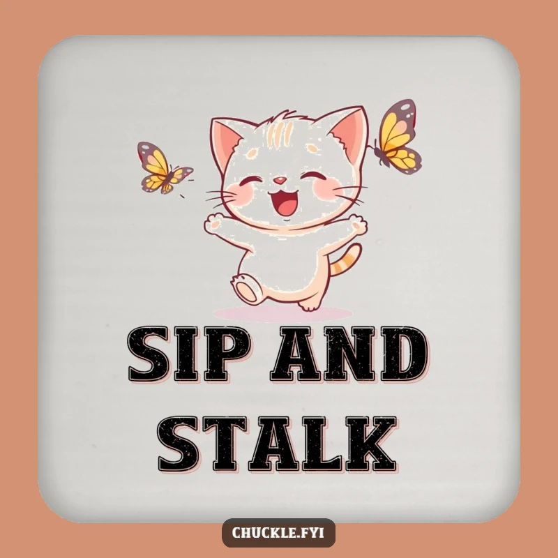 Funny Kitten Butterfly Coasters: Protect Surfaces with Playful Charm, Adorable Set