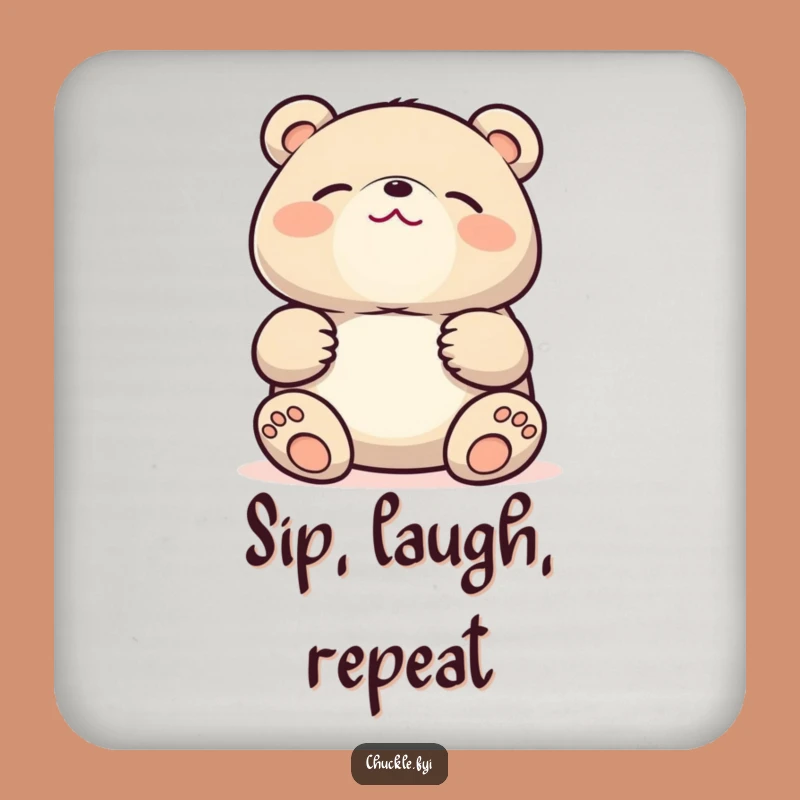 Funny Kawaii Bear Coaster Set, Protect Surfaces with Hilarious Laughs!