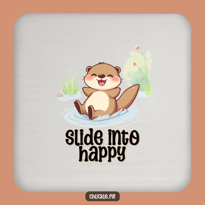 Funny Joyful Otter Sliding Drink Coasters: Protect Surfaces with Playful Glee, Funny Gift Set
