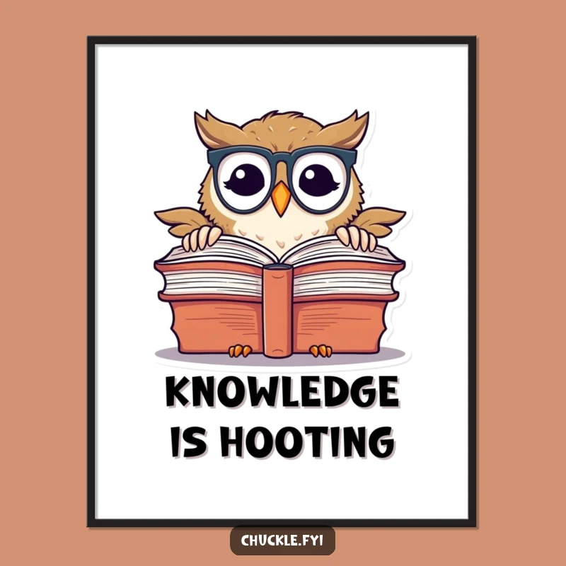 Funny Chuckling Owl Poster: Whimsical Wall Art for Bookish and Wise Spaces
