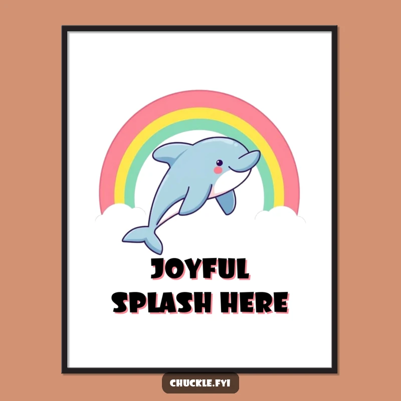 Funny Dolphin Poster Print: Joyful Leaping Marine Animal Art