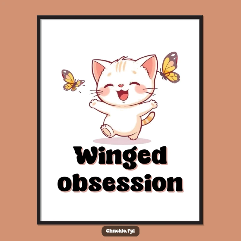 Funny Kitten Butterfly Poster: Bring Playful Joy to Your Walls, Charming Decor
