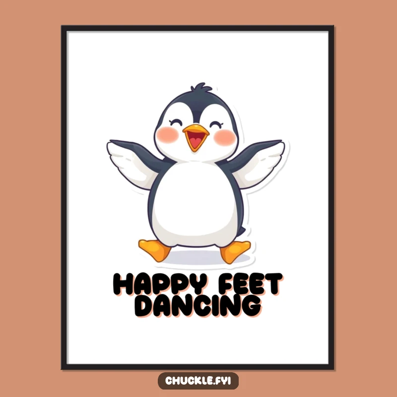 Funny Penguin Poster Print: Joyful Waddling Cartoon Wall Art