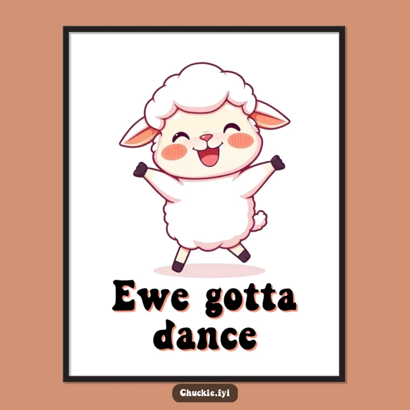 Funny Sheep Dance Poster Print: Joyful Cartoon Wall Art for Happy Spaces