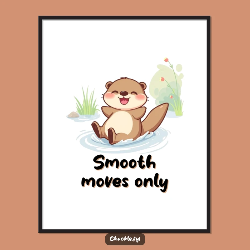 Funny Joyful Otter Sliding Poster: Playful Wall Art, Perfect Funny Gift for Nature Lovers
