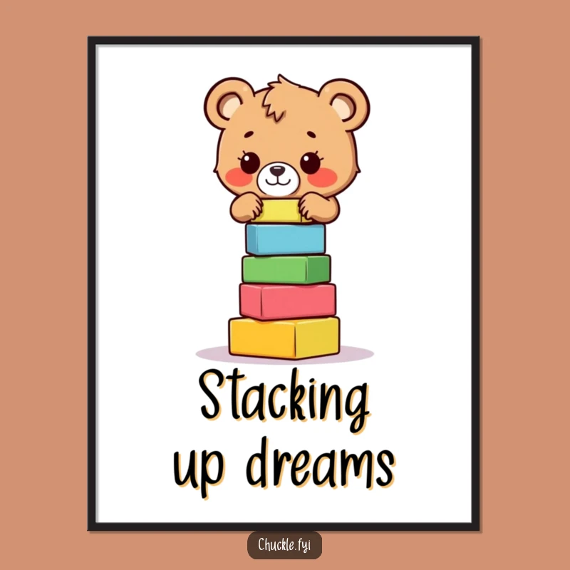 Funny Bear Cub Poster: Brave Balancing Art, Unique Funny Gift for Walls