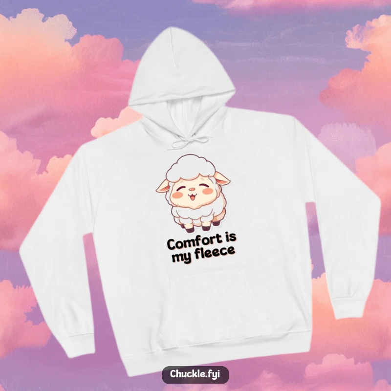 Funny Sheep Hoodie: A sleepy sheep yawning with a wide, contented smile, offering cozy and funny warmth.