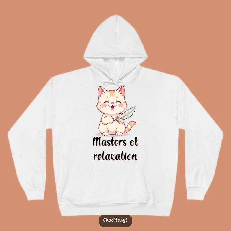 Funny Cat Hoodie: Cozy Purring Kitty Batting Feather Toy